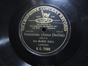 ★☆SP盤レコード 10吋 片面盤 Humoreske (Anton Dvorak) : MARIE HALL マリー・ホール 蓄音機用 中古品☆★[6367] 