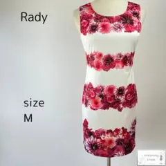 美品 Rady レディー ワンピース ひざ丈 花柄 総柄 上品 日本製 M