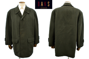 A-4626★美品★DAKS LONDON ダックス ロンドン★メンズ 日本製 正規品 チャコールグレー フライフロント 圧縮 ウール コート Ｍ