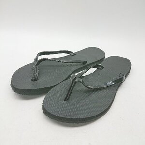 ◇ havaianas ハワイアナス 長時間履いても疲れにくい 天然ゴム ビーチサンダル サイズ37-38 ブラック レディース E