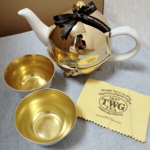 ◇ 未使用品で入手した物 TWG teapot teaset Gold Tea Bowl ティーポット ティーセット ティーボウル ティーカップ ゴールド 茶器 紅茶 ◇