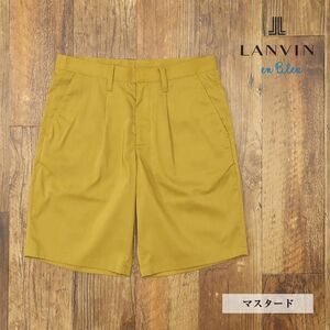 1円/春夏/LANVIN en Bleu/46サイズ/ハーフパンツ 清涼 リネン混 無地 ワンタック きれいめ ショーツ 短パン 新品/マスタード/gf183/