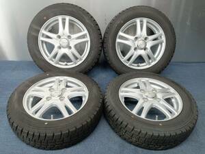 ★8-9分山★21年製★ ダンロップWINTER MAXX WM02 155/65R13　社外ホイール 13×4J +43 4H-100 4本セット スタッドレス 軽自動車等　G1151