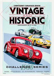 ポスター★Vintage and Historic Challenge Series 1988★ヒストリックカー/クラシックカー/ポルシェ/ジャガー/フェラーリ/MG