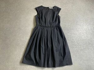 M-PREMIER◆春夏◆綺麗な品のある美ブラック◎タックデザイン ノースリーブ ワンピース ◆サイズ38◆エムプルミエ