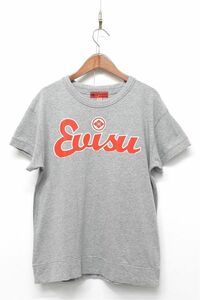 R-R300/EVISU YAMANE ヤマネ 半袖Tシャツ カットソー ロゴ クルーネック 36 S グレー