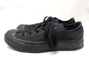 22cm相当 CONVERSE ALL STAR コンバース オールスター ローカット スニーカー オールブラック　キャンバス /P249