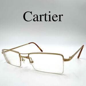 Cartier カルティエ メガネ 度入り ハーフリム スクエア ケース付き