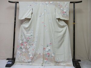 1円 良品 正絹 着物 訪問着 縮緬 和装 式典 和服 正装 御所車 花柄 花唐草 草花 流水 袷 身丈159cm 裄66cm ◆逸品◆【夢職】★★★★