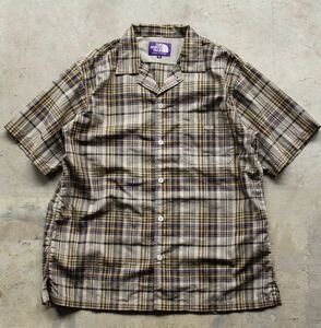 ★美品★THE NORTH FACE PURPLE LABELノースフェイスパープルレーベルMadras H/S ShirtオープンカラーシャツCOOLMAXマドラスチェックS半袖