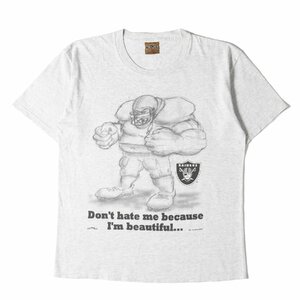 U.S.VINTAGE ヴィンテージ Tシャツ サイズ:L 90s NUTMEG NFL ロサンゼルス レイダース クルーネック Tシャツ USA製 アッシュグレー 古着