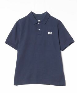 「HELLY HANSEN」 刺繍半袖ポロシャツ M ブルー メンズ