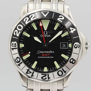 デッドストック級 稼働 良品 オメガ シーマスター300 GMT 2534.50 50周年記念 黒 AT デイト メンズ腕時計 NSY12536 0040920 6JWT