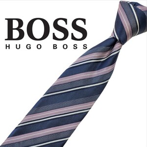 714/ 美品 HUGO BOSS ヒューゴボス 中古 ネクタイ ストライプ柄