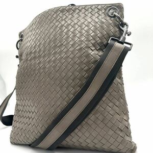 1円/極美品● BOTTEGA VENETA ボッテガヴェネタ イントレチャート ショルダーバッグ サコッシュ メッセンジャー 斜め掛け 肩掛け レザー