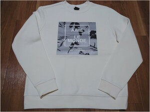 H&M エイチアンドエム プリントスエット 裏起毛 オフホワイト メンズM 超美品