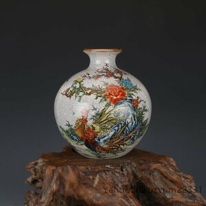高品質 官窯焼き 粉彩描金 花瓶 磁器 景徳鎮 置物　中国陶磁 装飾　収蔵　コレクション
