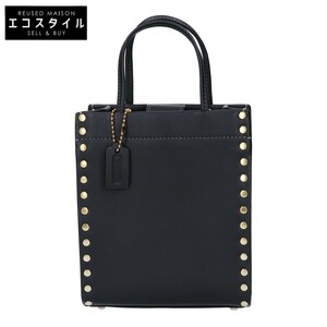 美品 COACH コーチ CC385 ミニ カシン トート・リベット ブラック レディース