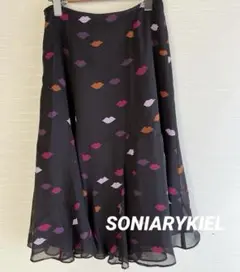 SONIARYKIEL リップ柄フレアスカート　膝丈　38 ブラック