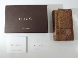 グッチ シマ 6連キーケース キーホルダー グッチッシマ カーフレザー ブラウン 256433 GUCCI ★P