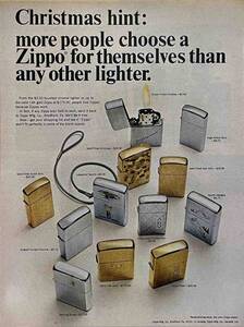 1966年ZIPPO Lightersクリスマス他のライターよりも Zippo を自分用に選ぶ人が増えています。/ヴィンテージ雑誌広告オリジナル・ポスターa