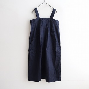 【2023/未使用/定価2.6万】ハバーサック HAVER SACK *コットン高密度サテンサロペットロングスカート*0紺(m1-2410-429)【41K42】