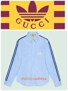 ‡新品国内正規　GUCCI×adidas/グッチ×アディダス スリーブライン ロゴ刺繍 長袖シャツ 726087 ZALPP本体価格115,500円