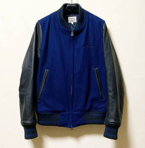 ●美品 The DUFFER of St.GEORGE ダファーオブセントジョージ スタジャン ウールジャケット レザースリーブ NVY サイズL