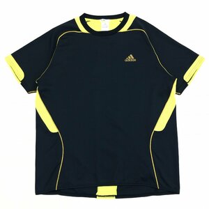 adidas アディダス CLIMACOOL ロゴプリント 吸水速乾 ドライ Tシャツ O 黒×黄色 ブラック イエロー 半袖 XL 2L LL 特大 大きいサイズ 紳士