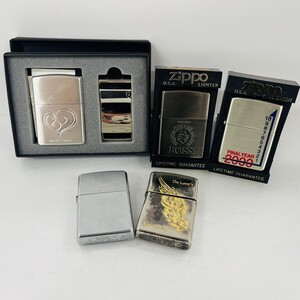 Z036-1001 ■▲ zippo ジッポ オイルライター 5点 シルバー BOSS コーヒー 無地 羽根柄 Spiral＋Heart 喫煙グッズ 喫煙具 ライター