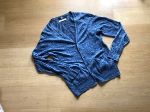 良好 RAGEBLUE cardigan レイジブルー DAILY STANDARD STYLE ブルー 霜降り カーディガン リネン 麻100％ サイズ M 