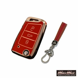 カー用品 フォルクスワーゲン用 ゴールデンライン TYPE F TPUスマートキーケース レッド/ビートル ゴルフ GTI【メール便送料210円】