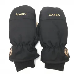 【超美品】パーリーゲイツ 手袋 ミトングローブ 黒×ベージュ 裏フリース メンズ  ゴルフウェア PEARLY GATES