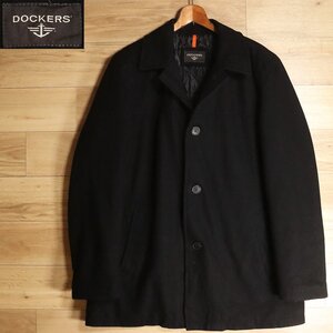 &3J/R4.25-4　アメリカ古着　DOCKERS　ドッカーズ　ウールハーフコート　パディングジャケット　中綿　メンズ　XL　ブラック