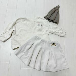 女の子 冬服 キッズ 長袖 スカート 子供服 まとめ 冬服 90~100 プティマイン スカート アイボリー