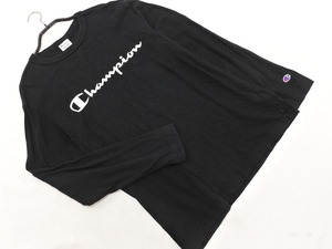 ネコポスOK Champion チャンピオン ロゴ ロング Tシャツ sizeM/黒 ■◇ ☆ elc3 メンズ