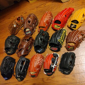 まとめ売り 野球 少年用 中古グローブ ミズノ ローリングス ゼットなど 合計15点 