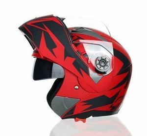 Ac-77 新入荷フルフェイスヘルメットオートバイクヘルメットJIEKAI-105フリップアップ オンロードダブルシールドシステムヘルメット赤色