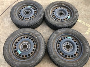 タイヤ KUMHO WinterCRAFTICE W161 185/65R15 88R ホイール 鉄チン 15×5 1/2 NISSAN キューブ、ノートなど H0385