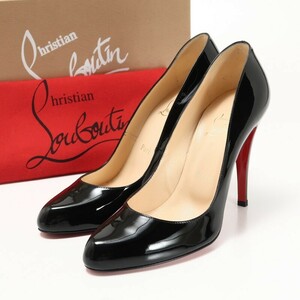 MG2742▼イタリア製▼クリスチャンルブタン Christian Louboutin*パテントレザー*エナメル*パンプス*靴*38.5(24.5cm相当)*ブラック