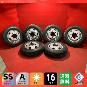 【個人宅配送不可】新車外し品 225/70R16 16×6K 128-8TC 6H 2022～2023年製 エルフ等 タイヤ＆ホイール6本SET【47139893】