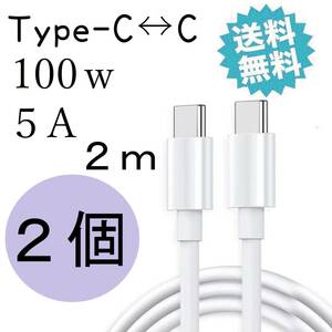 タイプc 100W 充電ケーブル USBc TYPEc PD対応 急速充電器 Android iPad pro MacBook pro 2m 2個