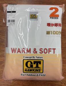 ■Mサイズ 2枚組 ソフトで暖か★新品タグ付★G.T.HAWKINS ホーキンス★GUNZE グンゼ★紳士 9分袖 Vネックシャツ★綿100％ 暖か厚地 ￥2178