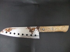 □□ 【 ▼錆あり 】 　　三徳包丁 文化包丁　 　刃渡り約160mm □□　HT2510