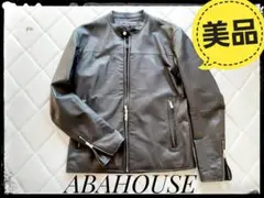 【美品】ABAHOUSE　レザーシングルライダースジャケット/44/羊革/BLK