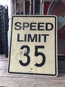 即決価格 アメリカ ヴィンテージ ロードサイン SPEED LIMIT 35 道路標識 看板 76x61cm / ガレージ ジャンク 店舗什器 ディスプレイ