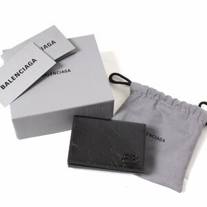 24ss BALENCIAGA MONACO ミニ ウォレット 定価74,800円 ブラックアリーナラムスキン 766571 バレンシアガ モナコ 財布