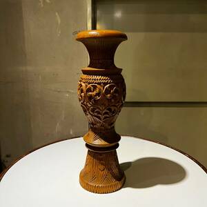 vintage Flower vase フラワーベース 花瓶 花立て wood 木彫り 民藝 オブジェ インテリア アート 手彫り wood 工芸 B