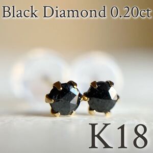 【スペシャルセール☆】 K18 天然ブラックダイヤモンド 0.20ct ピアス