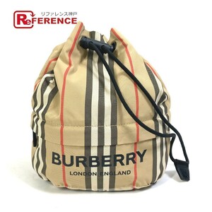 BURBERRY バーバリー チェック 巾着 メイクポーチ ハンドバッグ ポーチ ナイロン ベージュ レディース【中古】美品